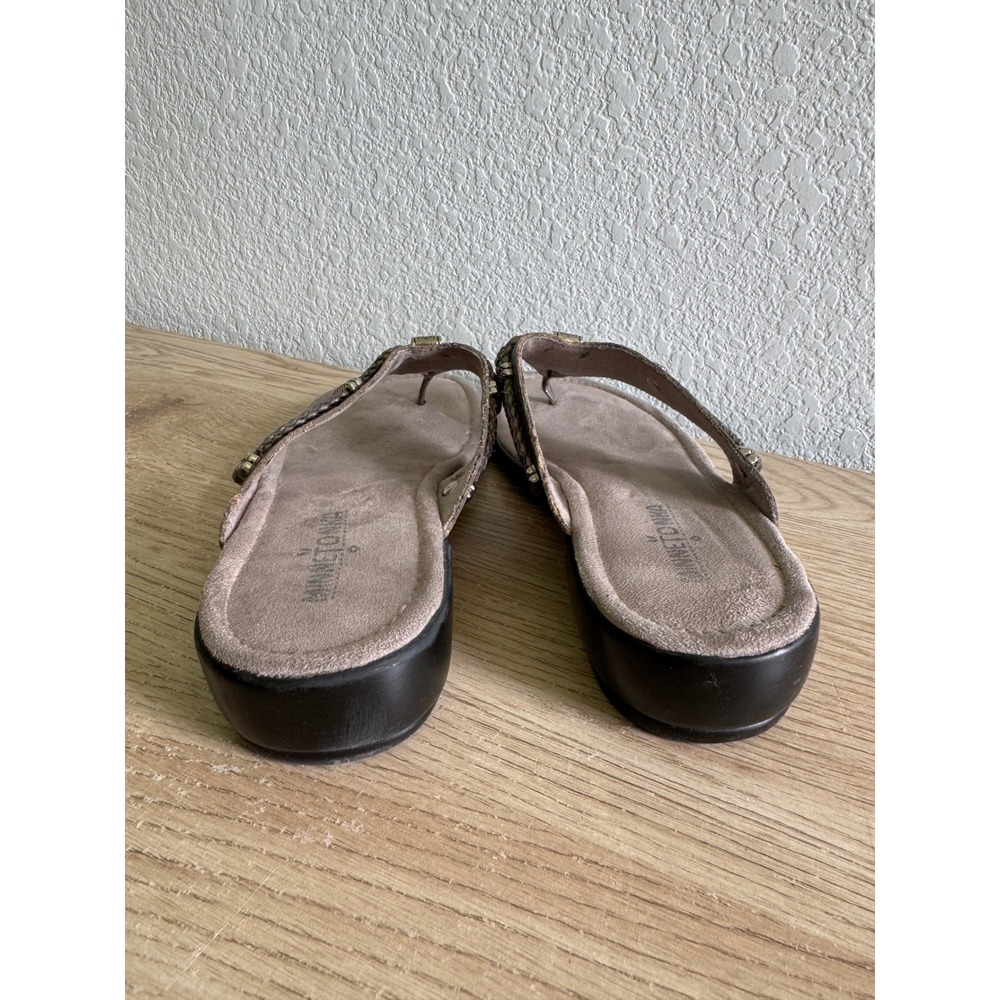 Minnetonka Womens Pewter Metallic Leather Braided Thong Wedge Sandals Size 8 - Picture 4 of 10